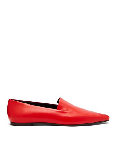 The Row Leather Minimal Loafer in Red | Lyst
