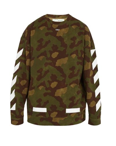off white camo crewneck