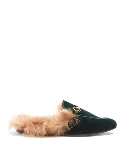Gucci Princetown Fur-lined Velvet Loafers for Men | Lyst
