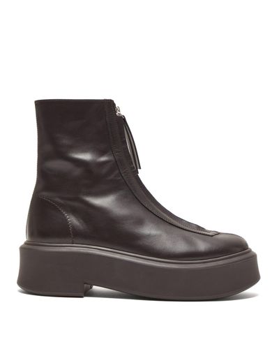 the row zipped boot 1 in leather