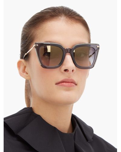 Jimmy Choo Ciara Square Glittered-acetate Sunglasses in Black | Lyst
