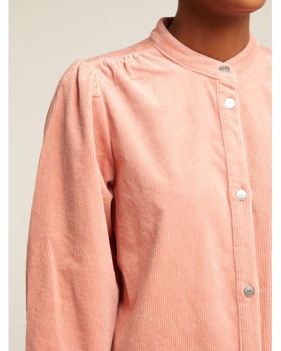 Ganni Ridgewood Corduroy Midi Shirtdress in Light Pink (Pink) - Lyst