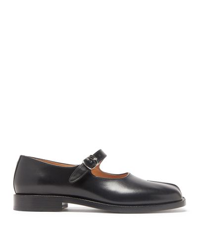 Maison Margiela Tabi Split-toe Leather Mary Jane Flats in Black - Lyst