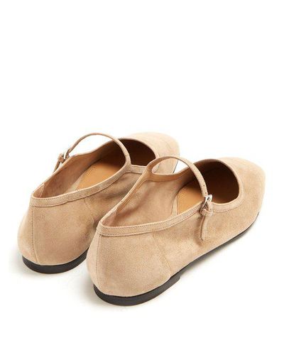 The Row Ava Mary-jane Suede Pumps in Beige (Natural) - Lyst