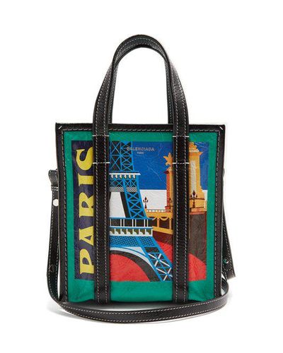 Balenciaga Shoulder Bag Bazar Shopper Xs Leather Multicolour City-print  Paris in Green - Lyst