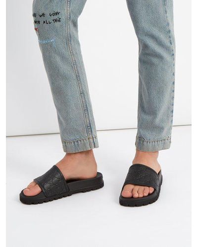 gucci black pool slides
