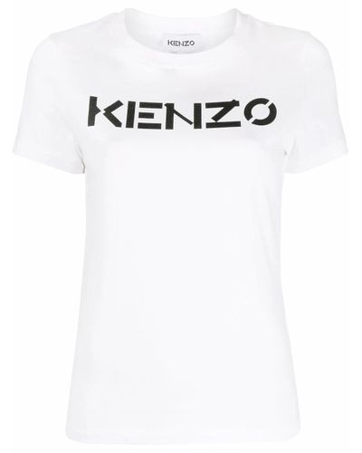 KENZO Baumwolle T-Shirt mit Logo-Print in Weiß - Lyst