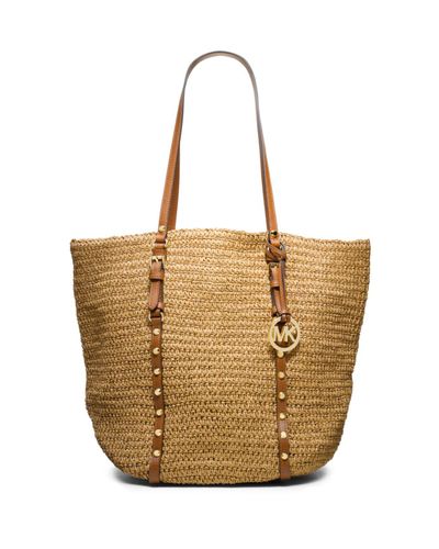 Bolso Tote Shopper Grande De Rafia Con Tachuelas Michael Kors de color  Neutro | Lyst
