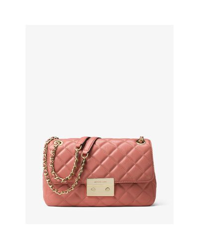 michael kors sloan large quilted shoulder bolsa