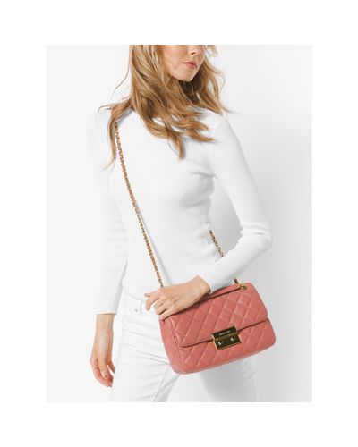 michael kors sloan large quilted shoulder bolsa