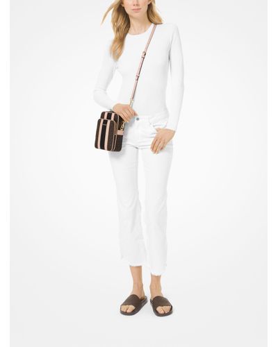 jet set medium logo stripe crossbody bag