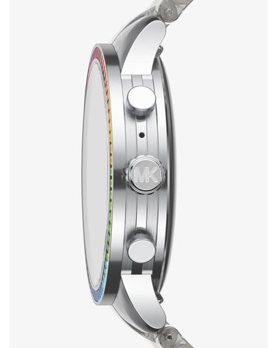 Michael Kors Gen 4 Runway Acetate And Rainbow Pavé Smartwatch in Silver  (Metallic) | Lyst