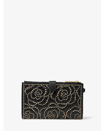 adele rose studded leather smartphone wallet