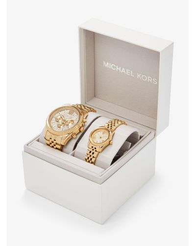 Michael Kors Lexington His And Hers Pavé Gold-tone Watch Set in 