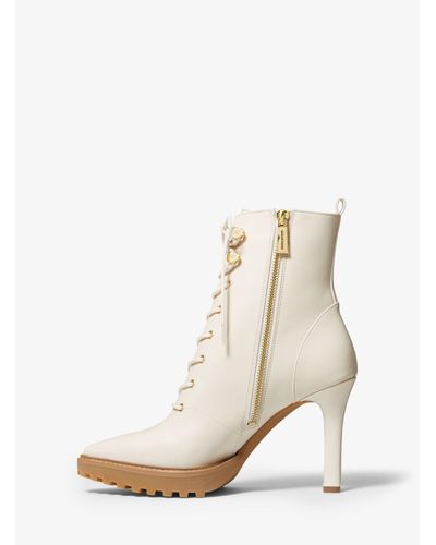 Michael Kors Kyle Leather Lace-up Boot in lt Cream (Natural) | Lyst