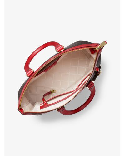 bedford travel large logo stripe dome tote bag