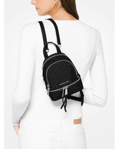 rhea mini floral appliqué leather backpack