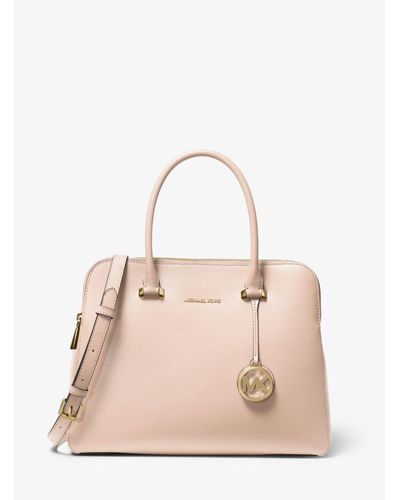 Bolso satchel Houston mediano de piel de grano cruzado Michael Kors de  Cuero de color Rosa | Lyst