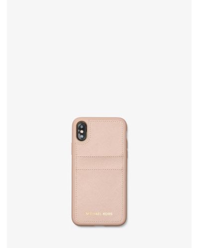 Michael Kors Saffiano Leather Case For Iphone X in Soft Pink (Pink 