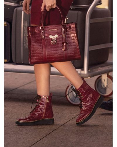 nouveau hamilton small crocodile embossed leather satchel