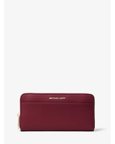 Michael Kors Saffiano Leather Continental Wallet in dk Berry (Red) - Lyst