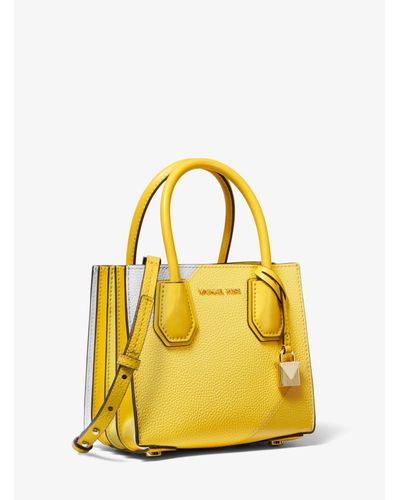 Michael Kors Mk Tri-color Pebbled Leather Accordion Crossbody Bag in Yellow Lyst