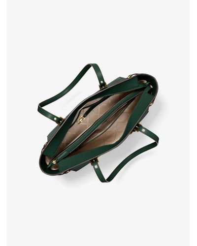 Bolso Tote Voyager Mediano De Piel De Grano Cruzado Michael Kors de Cuero  de color Verde | Lyst