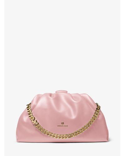 Michael Kors Nola Extra-large Faux Leather Clutch in Pink | Lyst