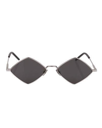 Occhiali da sole SL302 Lisa in metallo argento a forma di rombo con lenti  nere di Saint Laurent | Lyst