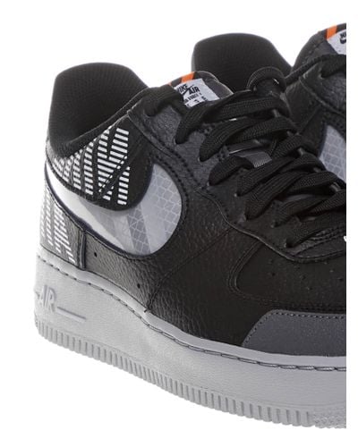 Nike Leather Black Air Force 1 '07 Lv8 Sneakers With Reflective Swoosh And Grey Sole. for Men - Lyst