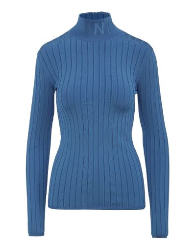 Nina Ricci Synthetic Cyan Sweater In Stretch Viscose With Embroidered ...