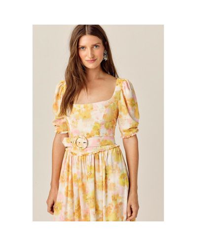 For Love Lemons Zinna Midi Dress In Het Geel Lyst