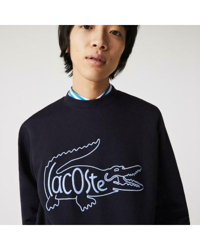 Sudaderas Lacoste Hombre | Sudadera tipo teddy de hombre Heritage en mezcla  de algodón con cremallera Azul Claro / Azul Marino « Portelamor