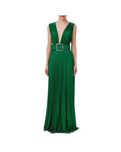 Abito lungo con spacco laterale di Elisabetta Franchi in Verde | Lyst