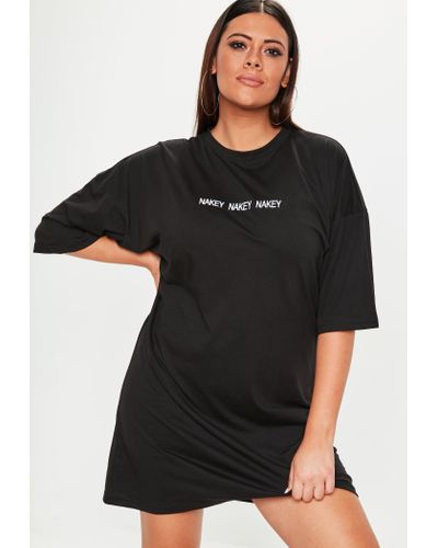 Missguided Denim Plus Size Black Nakey Nakey Nakey T Shirt Dress - Lyst
