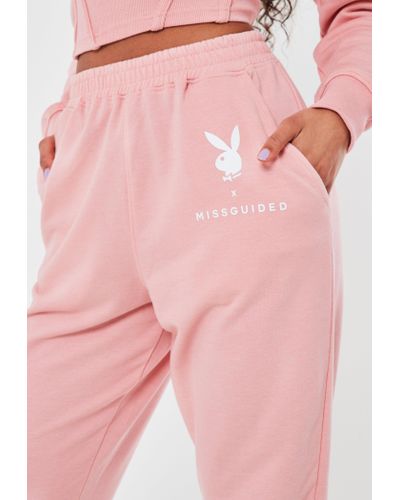 Missguided Pink Playboy Joggers Online 