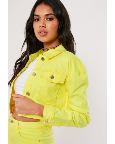 cropped denim jacket neon