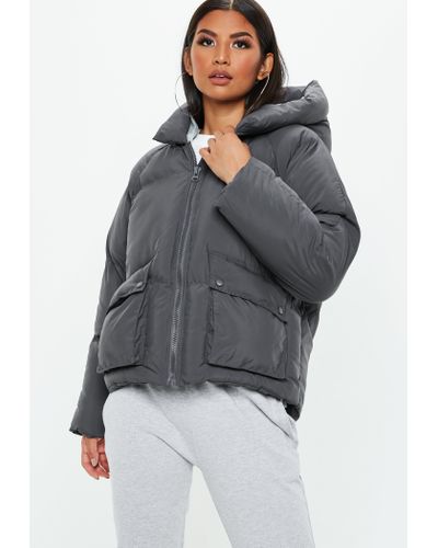 missguided grey puffer jacket