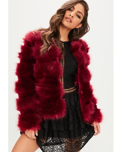 missguided red fur coat