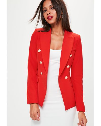 red tailored blazer