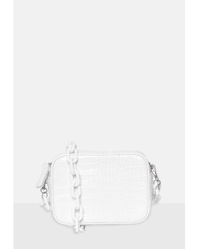 Missguided White Chain Handbag White Quilted Hearts Dual Strap - Main Image