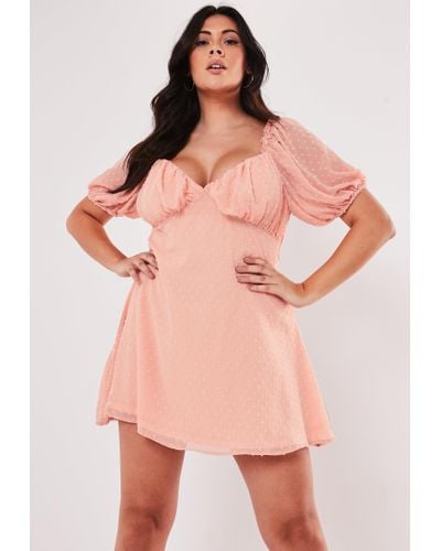 red dobby milkmaid skater dress