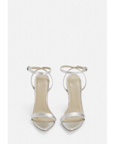 silver barely there heels wide fit