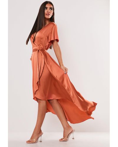 rust orange wrap dress