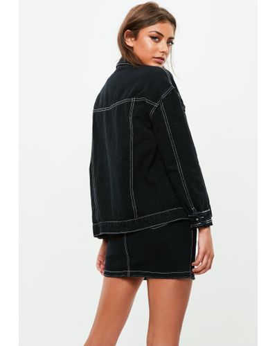 black denim jacket contrast stitching