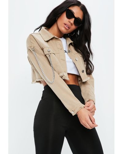 cropped denim jacket beige