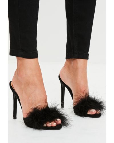 Black feather mules Outlet