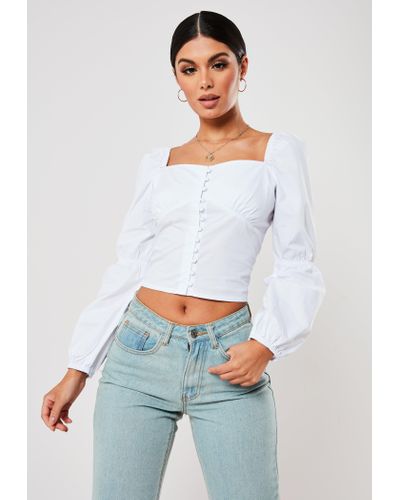 white long sleeve milkmaid top