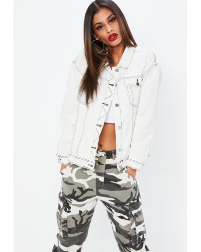 white denim long jacket