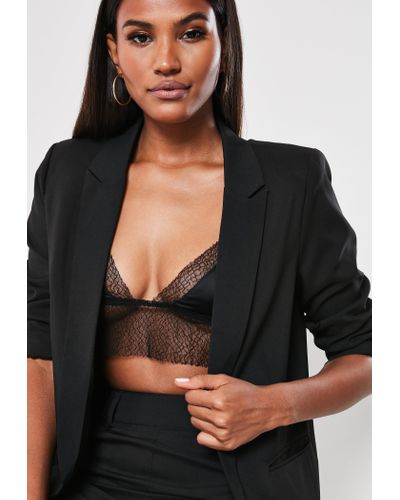 Missguided Synthetic Nude Lace Insert Cut Out Blazer Dress 